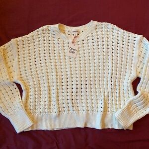 Open Edit Women's Ivory Knit Sweater